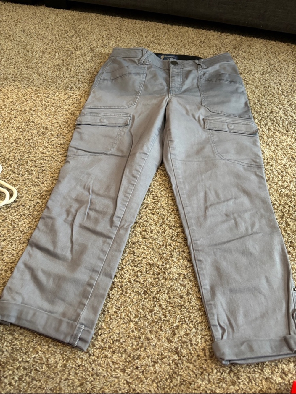 Democracy Light Gray Casual Pants with Branded Button